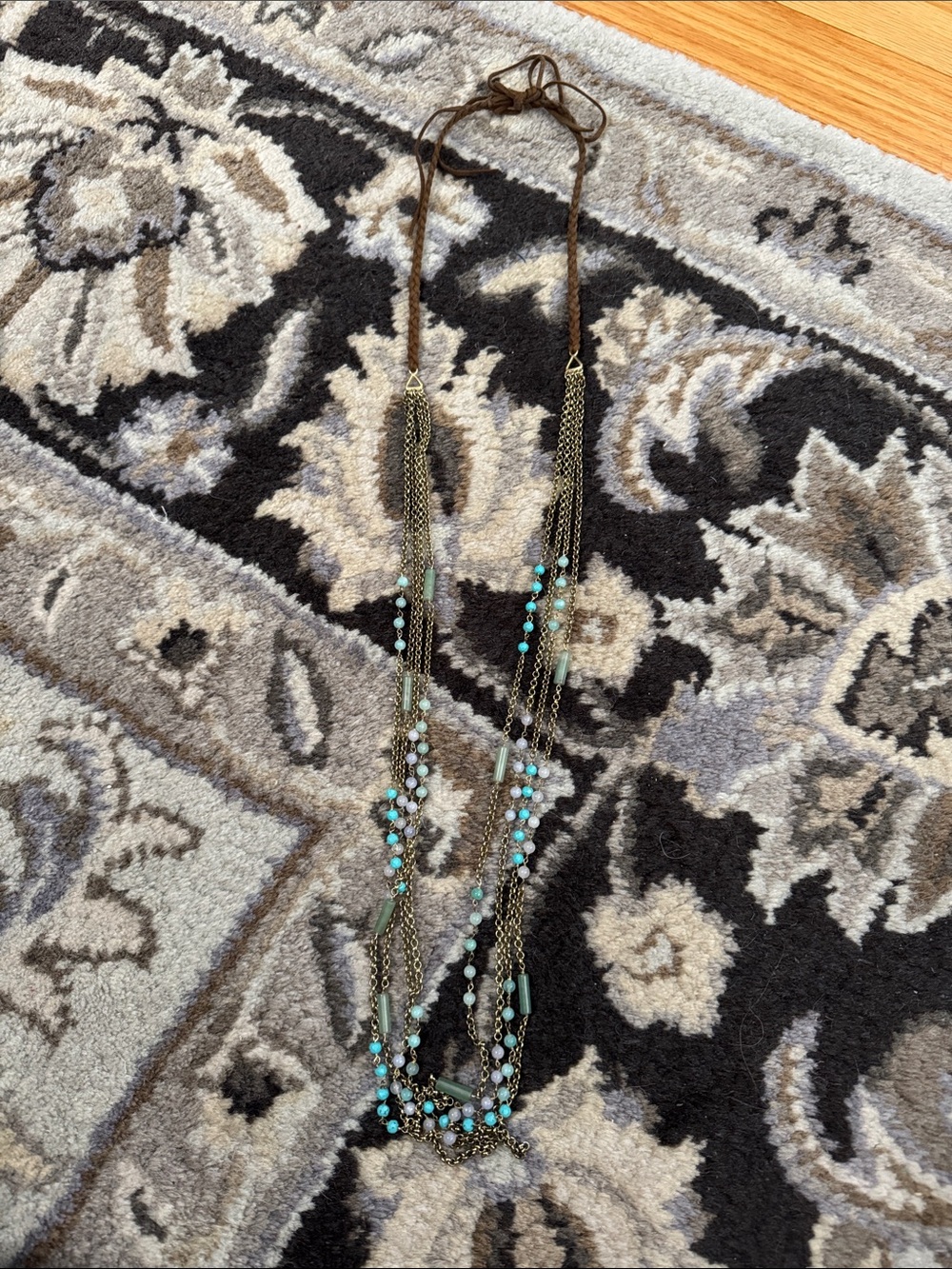 NWOT, Loft long layered necklace with leather detailing